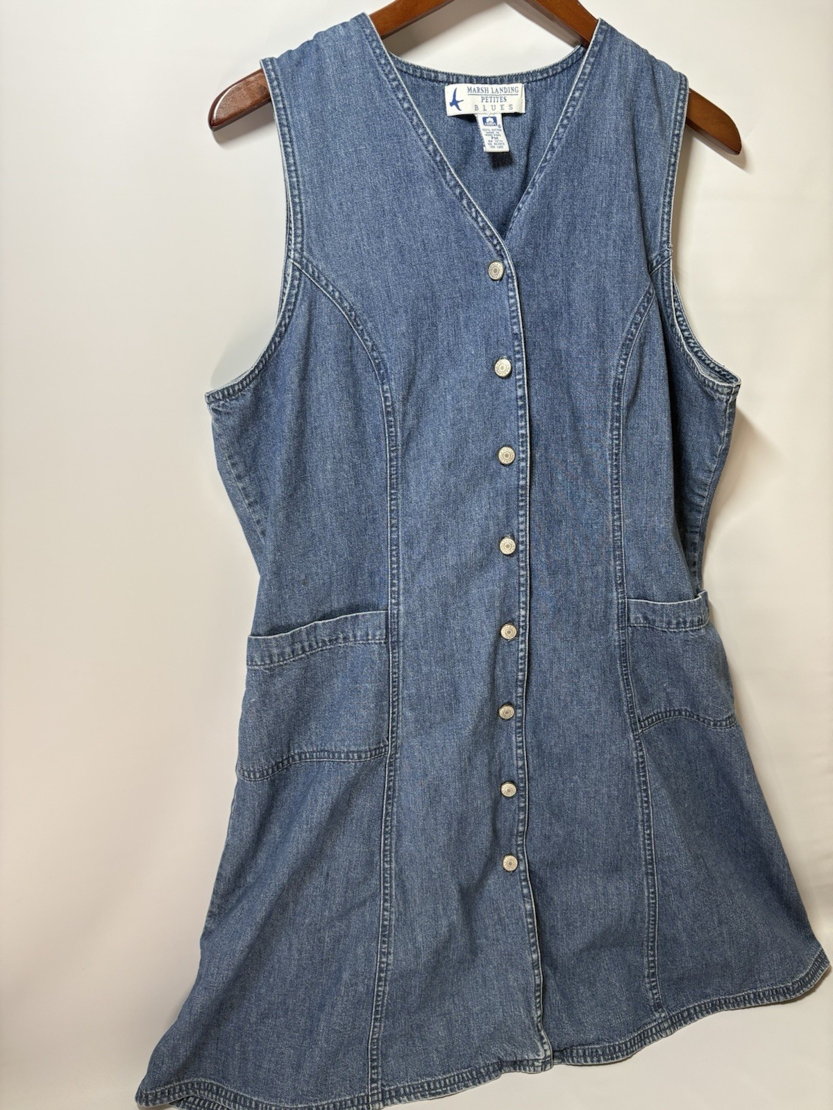 90s Marsh Landing Denim Dress Vintage Button Up 100% Cotton Women’s Petite M