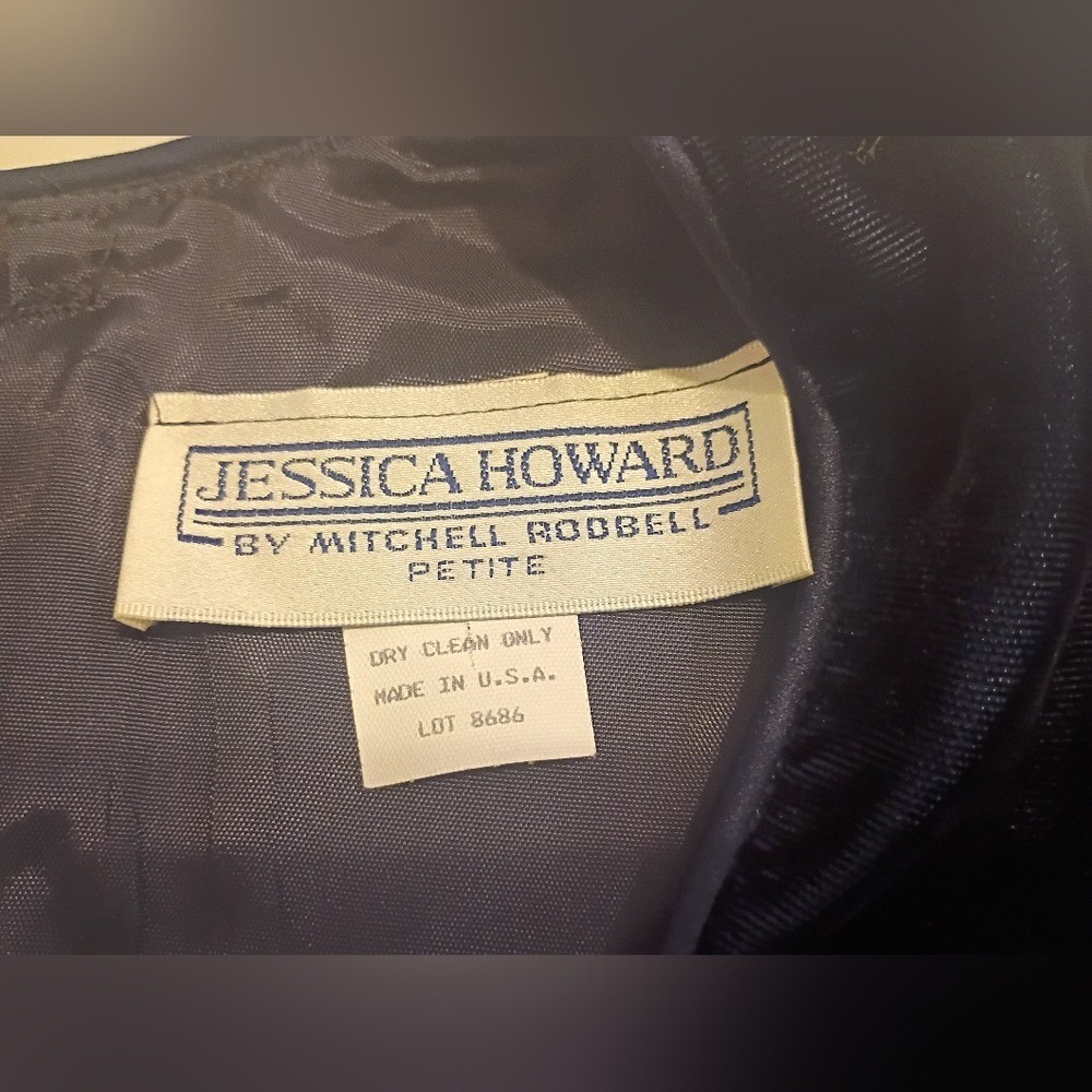 VTG Jessica Howard Elegant Navy Blue Velvet Dress Sz 4P