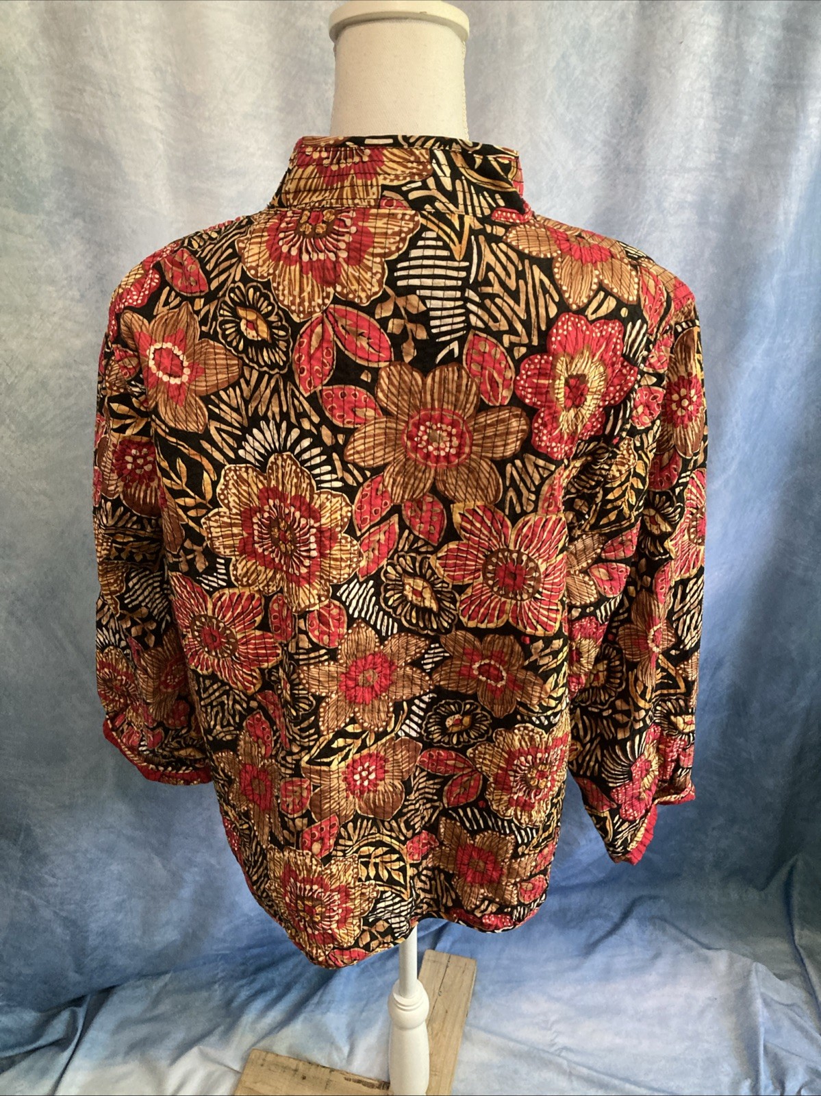 Vtg 90s Y2K Alfred Dunner Quilted Jacket Boho Floral Lightweight Plus 18W Pink