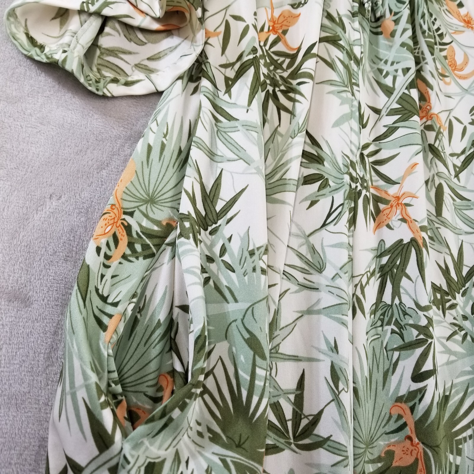 Vtg Mod House Coat Women M Tropical Cinch Neckline Flowy Patio Yard Dress Robe