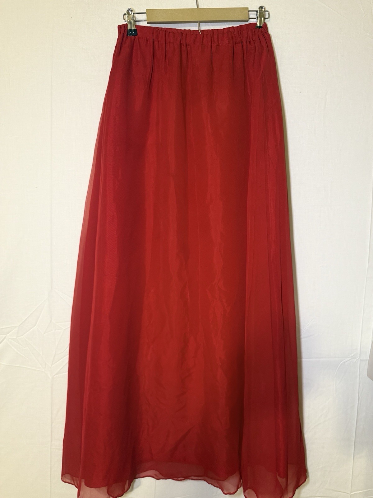Vintage Mister Jay Red Sheer Mesh Overlay Maxi Skirt Small Chiffon Floor Length