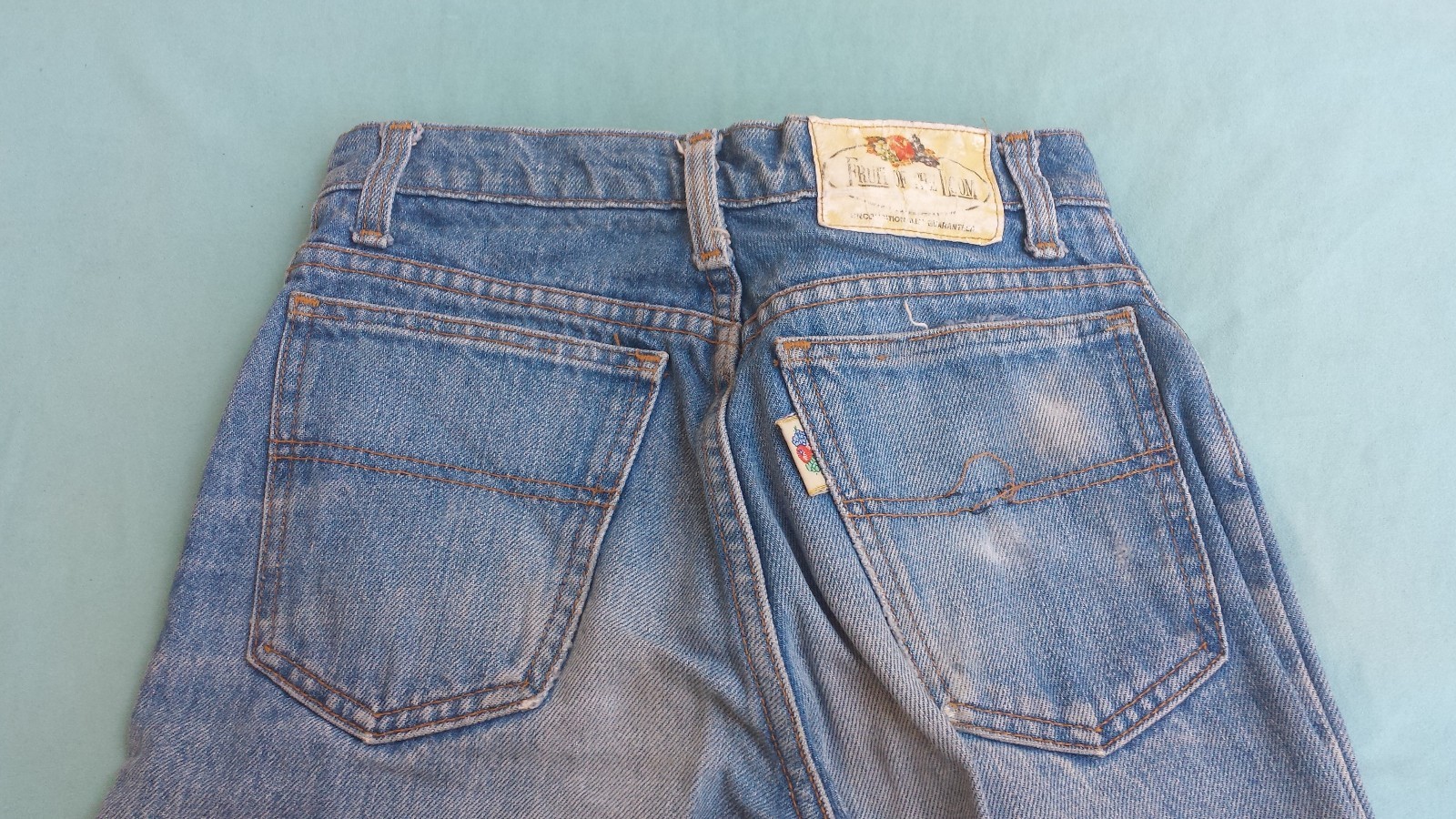 FRUIT OF THE LOOM JEANS SIZE W26 L36 100% COTTON 80s VINTAGE