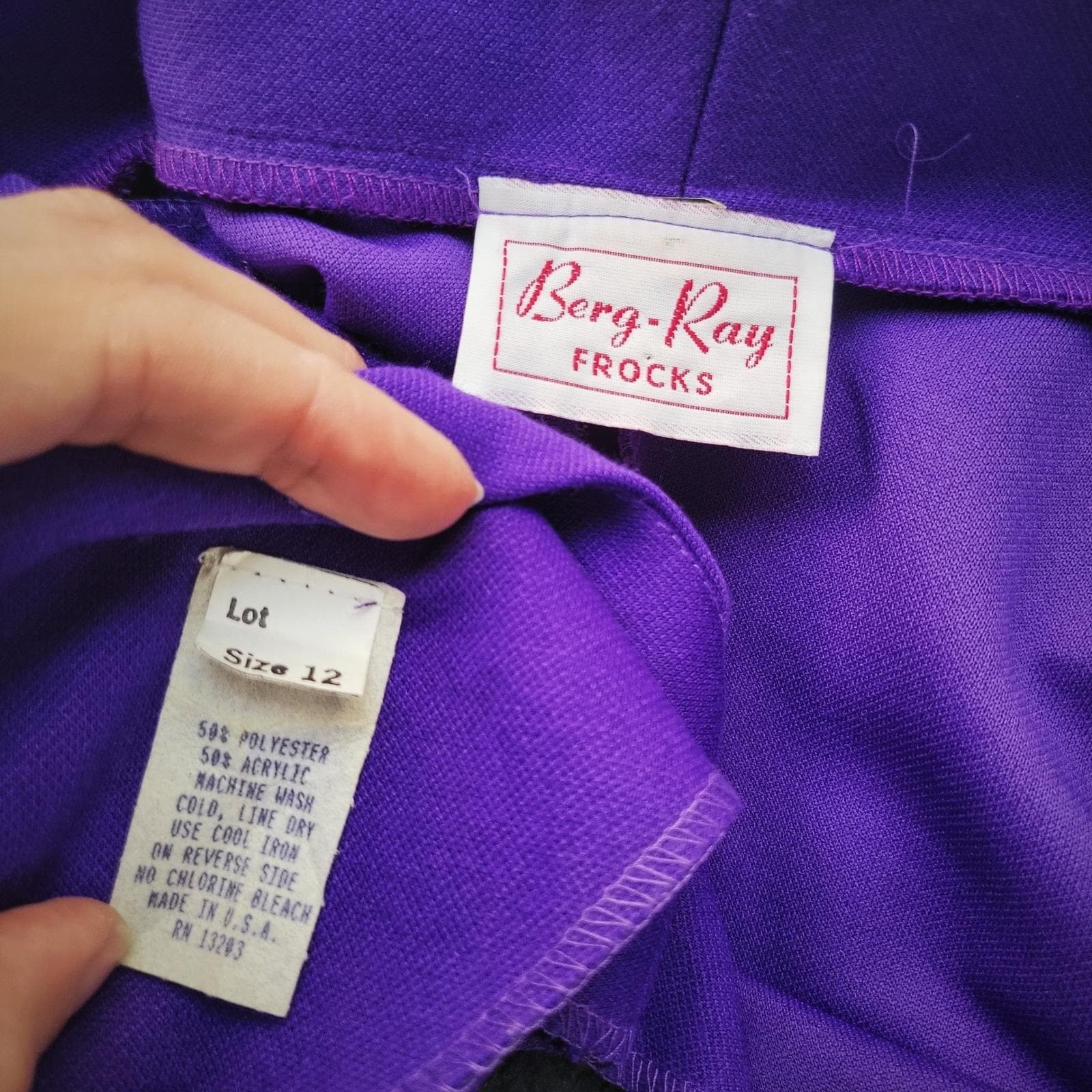 Berg-Ray Frocks Dress Jacket Set Purple Vintage 80s Womens 12 Retro Power Suit