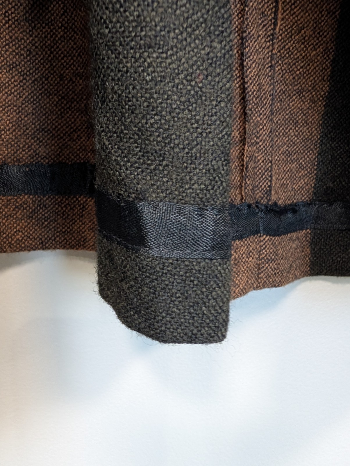 Vintage Southwestern Wool Blend Midi Dress Brown Grey Striped Geometric Waist