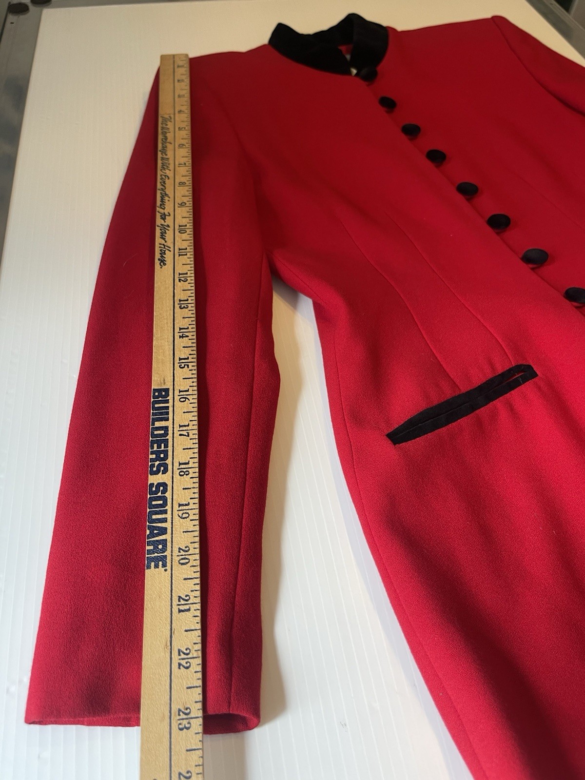 VTG Casual Corner Cotton Red With Velvet Trim Buttons Pant Suit Set Size 4