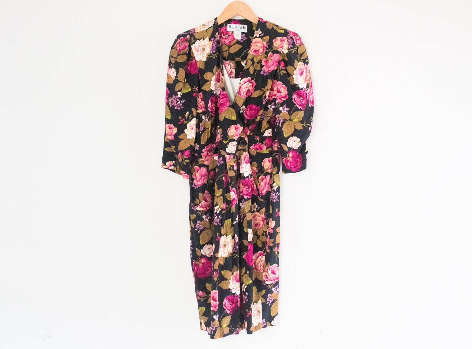 R.J. Stevens Petites | Vintage 80’s Floral Knee Length Dress | Size 4P