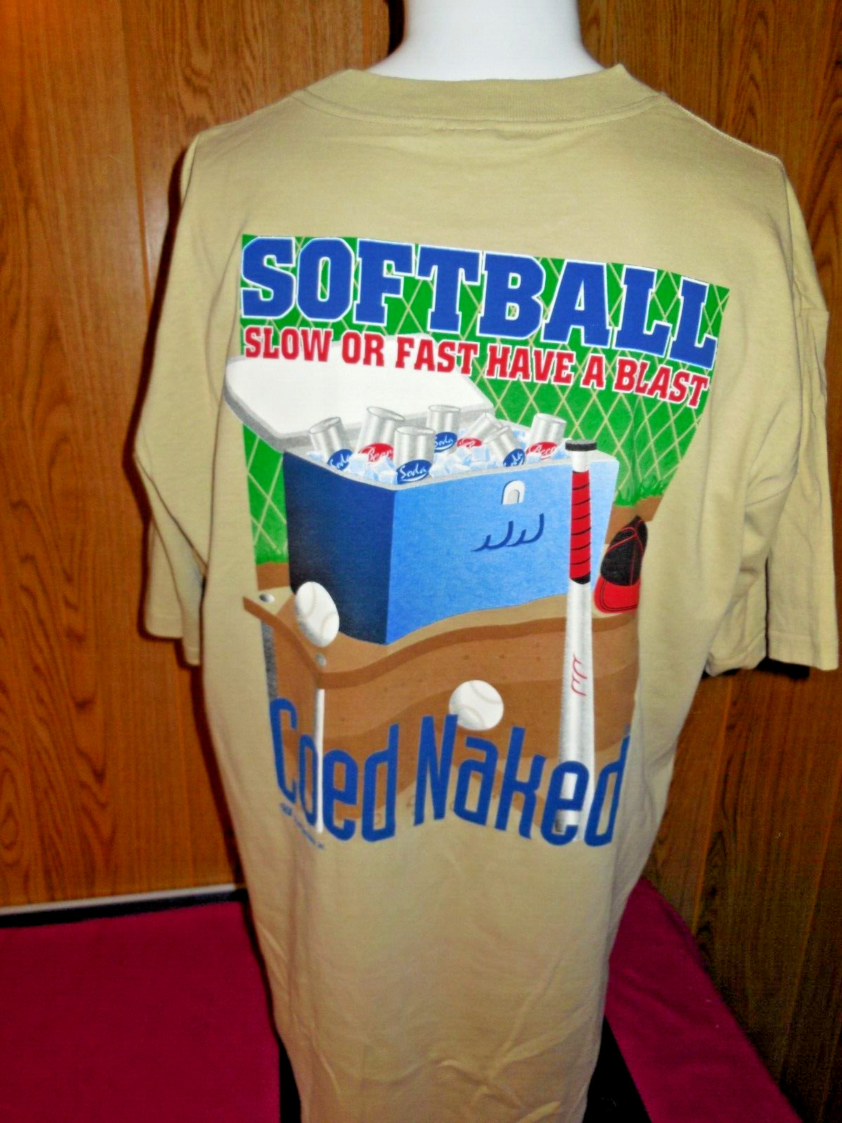 Y8 Vtg 90s Coed Naked Softball Size XL Single Stitch Tee T-shirt