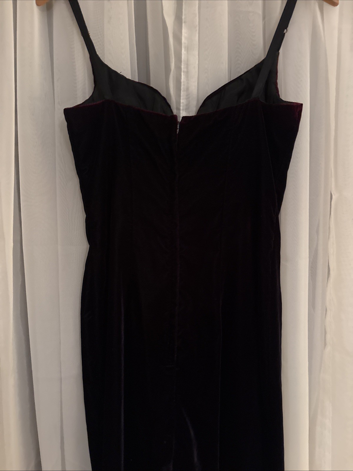 VTG L.A. Glo 90s Flattering Black Purple Rich Velvet Formal Long Slit Dress Sz 6