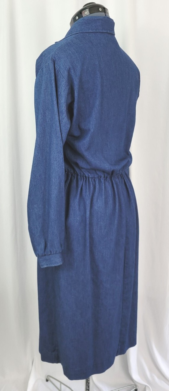 Vintage Impromptu Denim Dress w Snap Gathered Bib & Elastic Waist Size 9/10