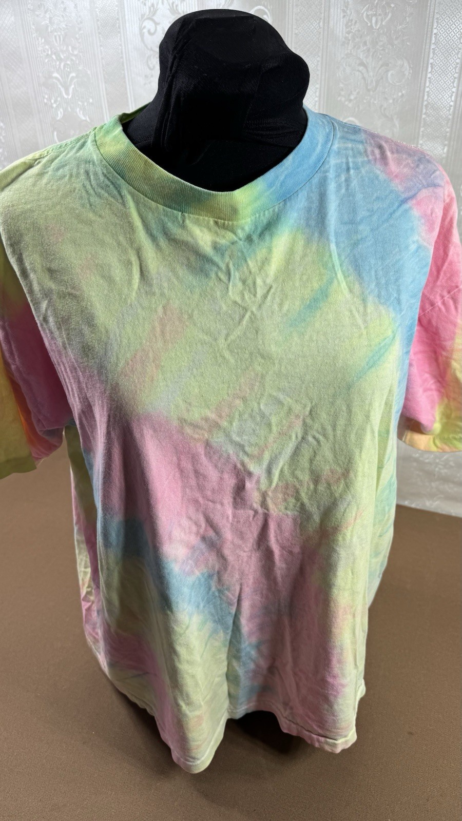 Vintage 80’s Pastel Tie Dye Single Stitch T Shirt Gitano OSFA Pink Yellow Blue