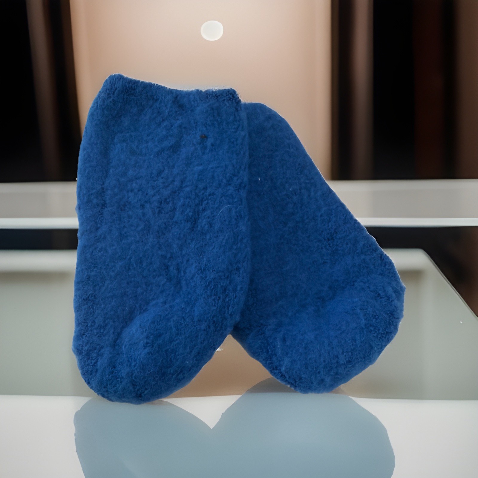 VTG Socks 80’s Fuzzy Feet 70s Navy Blue Low Cut Acrylic Blend Size 7-9 USA