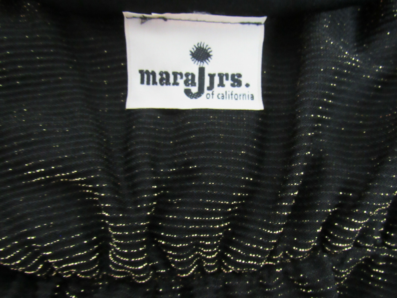 VTG 1960s MARA J JRS OF CALIFORNIA BLACK SPARKLE DRESS / BEACH COVER SPLIT ARMS