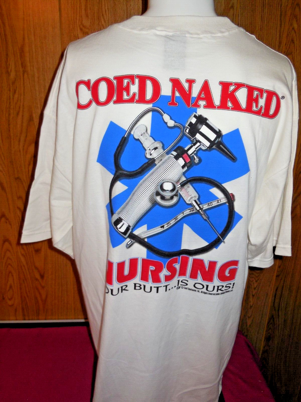 Y8 Vtg 90s Coed Naked Nursing Medicine Size XL Single Stitch Tee T-shirt