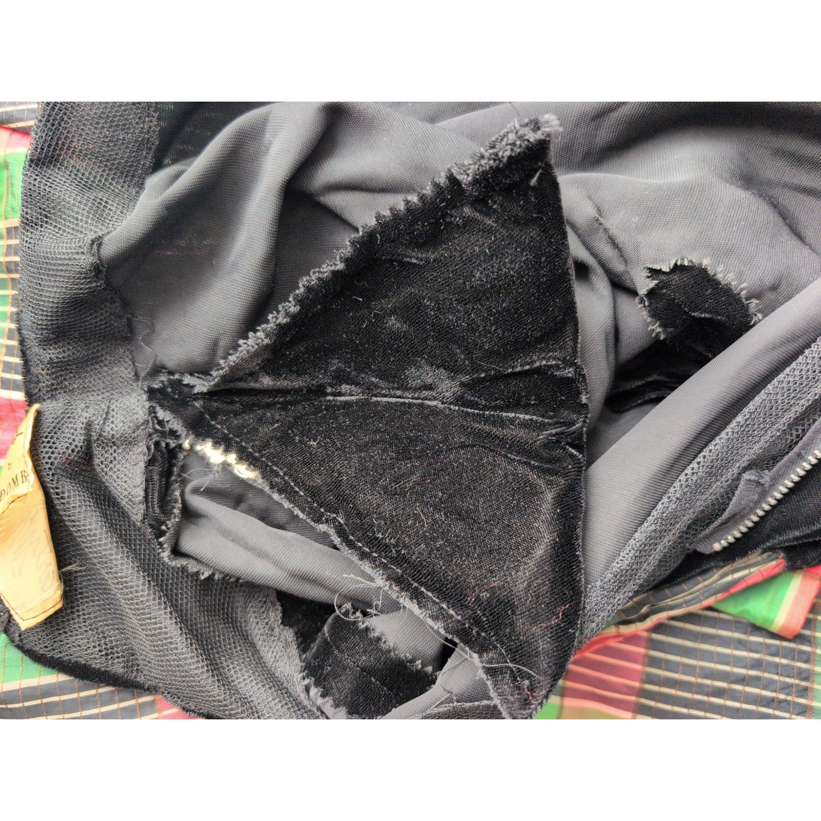 Vintage Party Lines by Domb Black Velvet Green/Pink Taffeta Dress Ball gown XXS