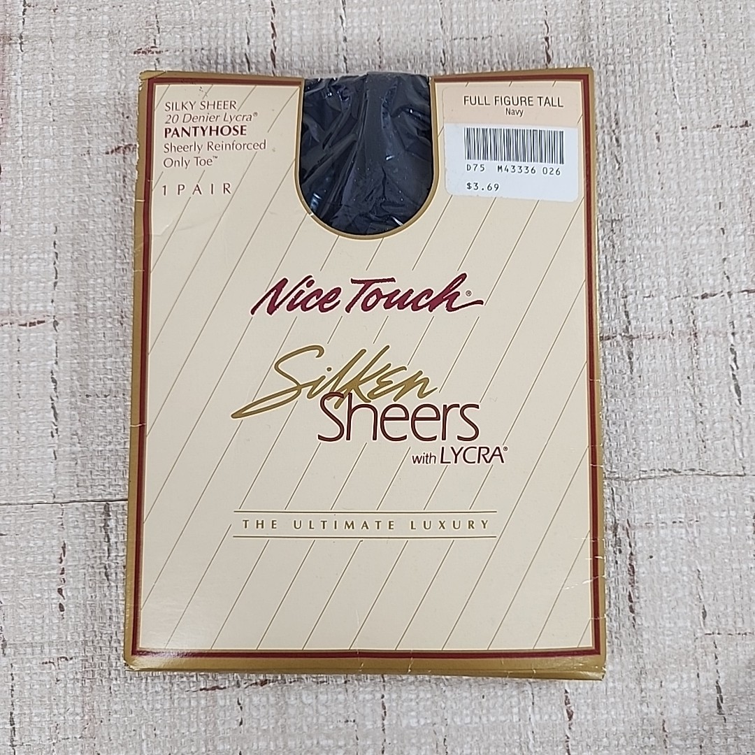 Nice Touch Silken Sheers Full Figure TALL Navy 20 Denier Lycra Pantyhose 1 Pair