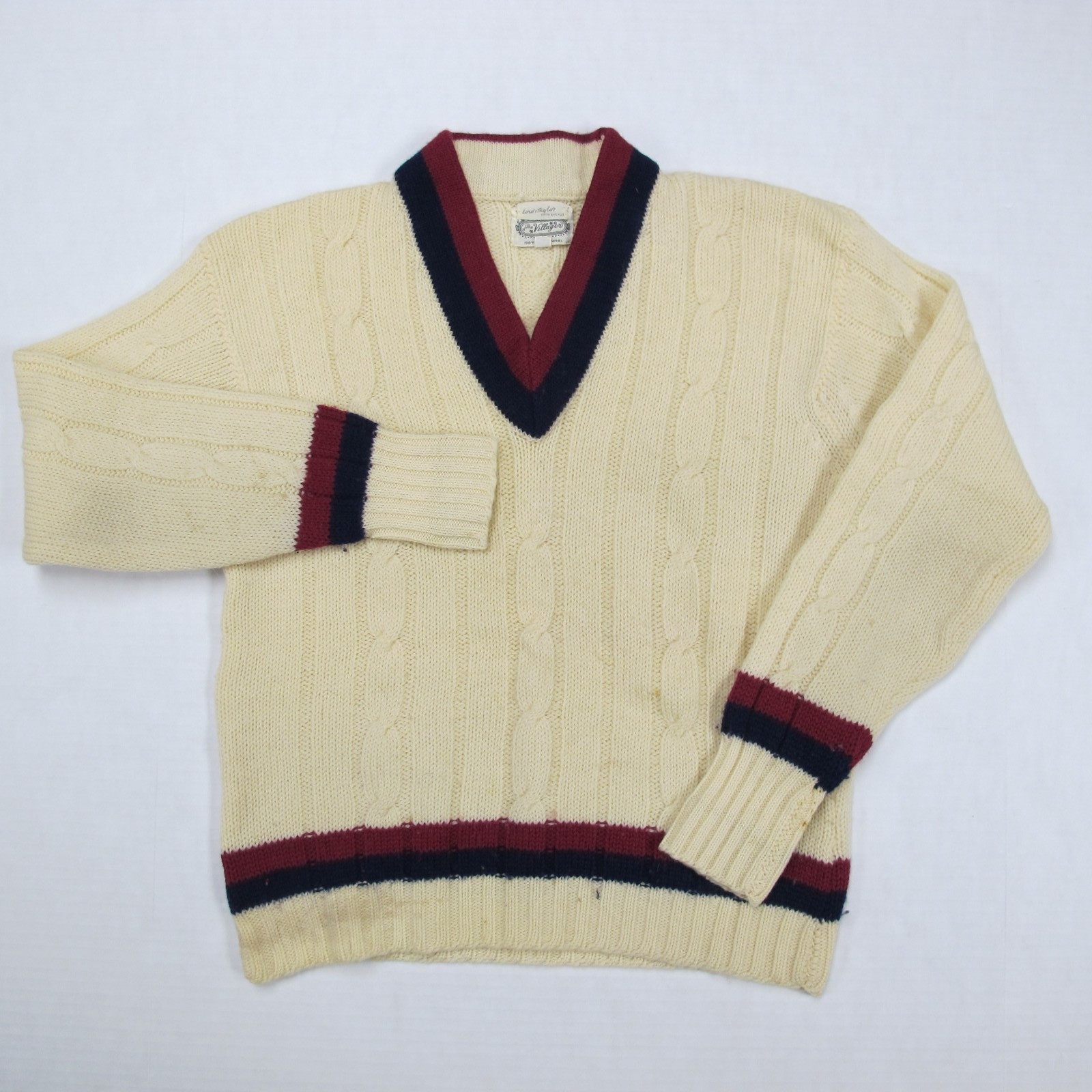 Vintage The Villager Sweater Womens Large White Virgin Wool Old Money Tennis