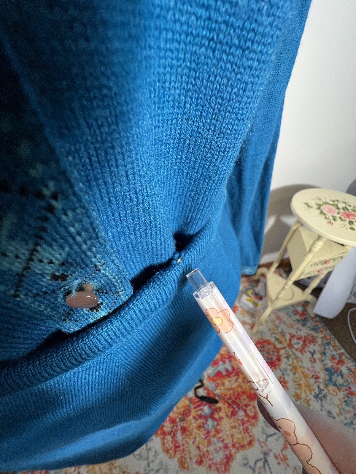 Vintage 1950’s Knit Set Jantzen Blue Sweater And Skirt S / M