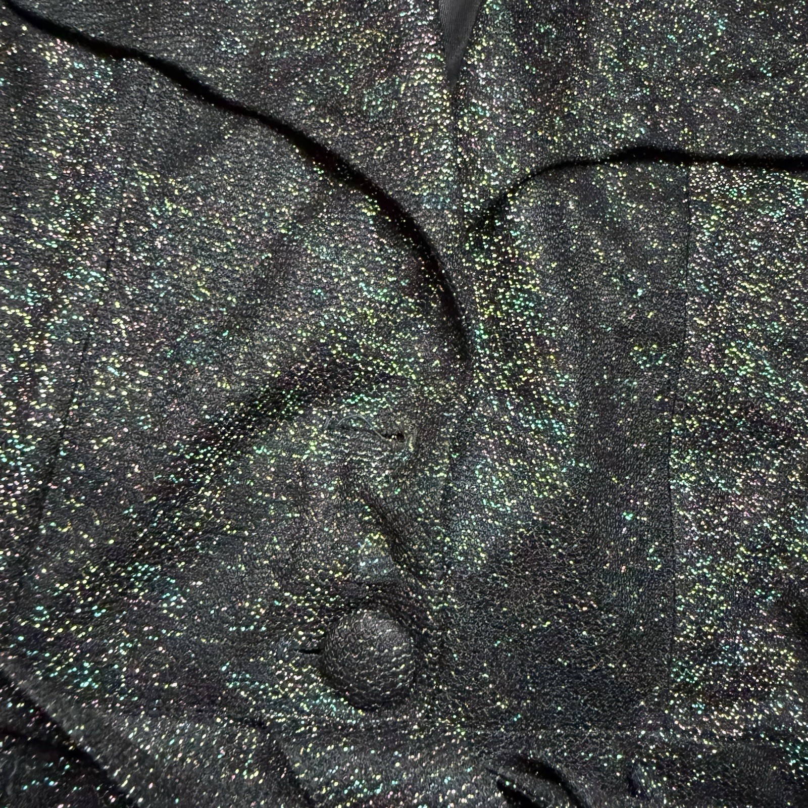 Vintage 70s Button Down Shirt Top Blouse Sparkle Metallic Tie Disco Glitter