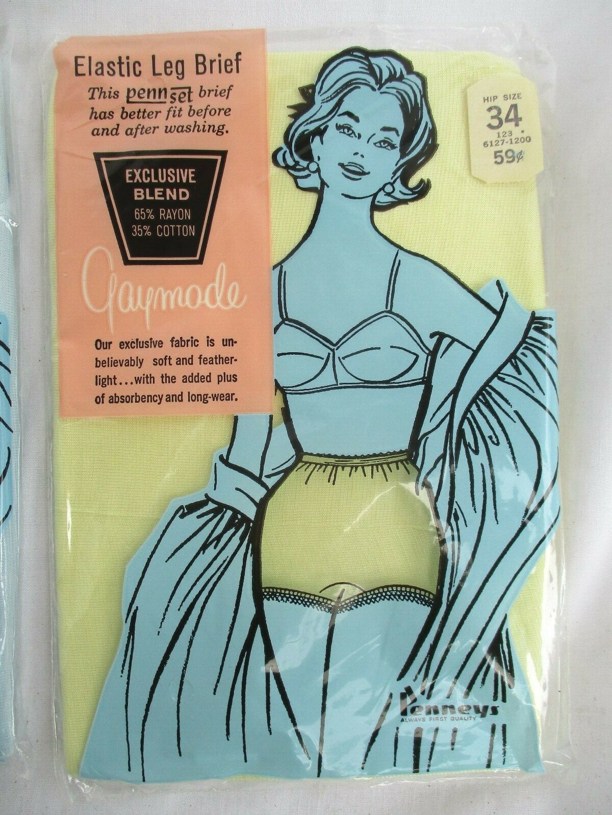 LOT of 3..VTG 1950’s..RAYON & COTTON..PANTIES..BLUE, YELLOW, WHITE..NEW NIP.sz S