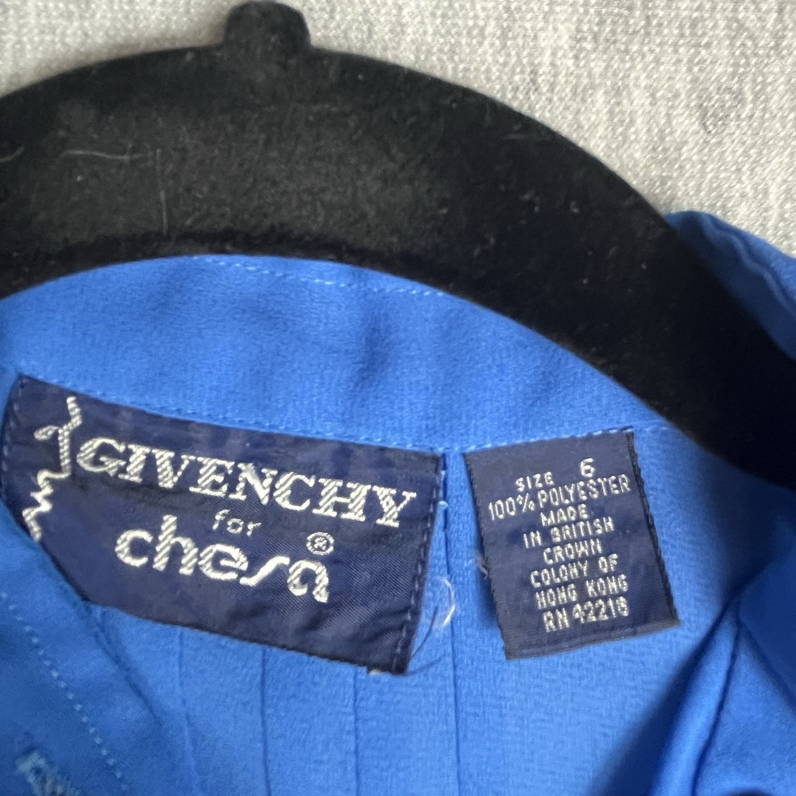 Vintage Givenchy For Chesa Mother Of Pearl Button Up Blouse Blue Size 6 Pleated