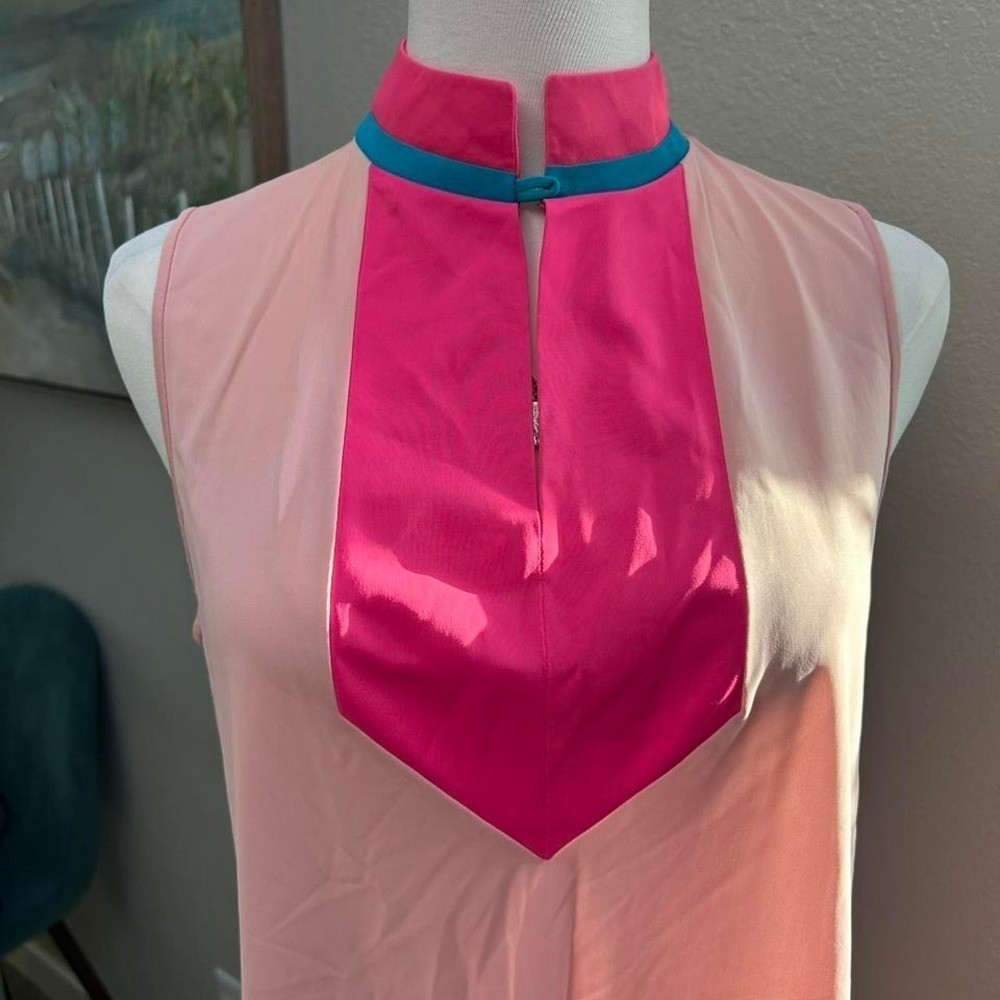 Vintage Gossard Artemis Pink Turquoise Colorblock Mod Loungewear Set Small