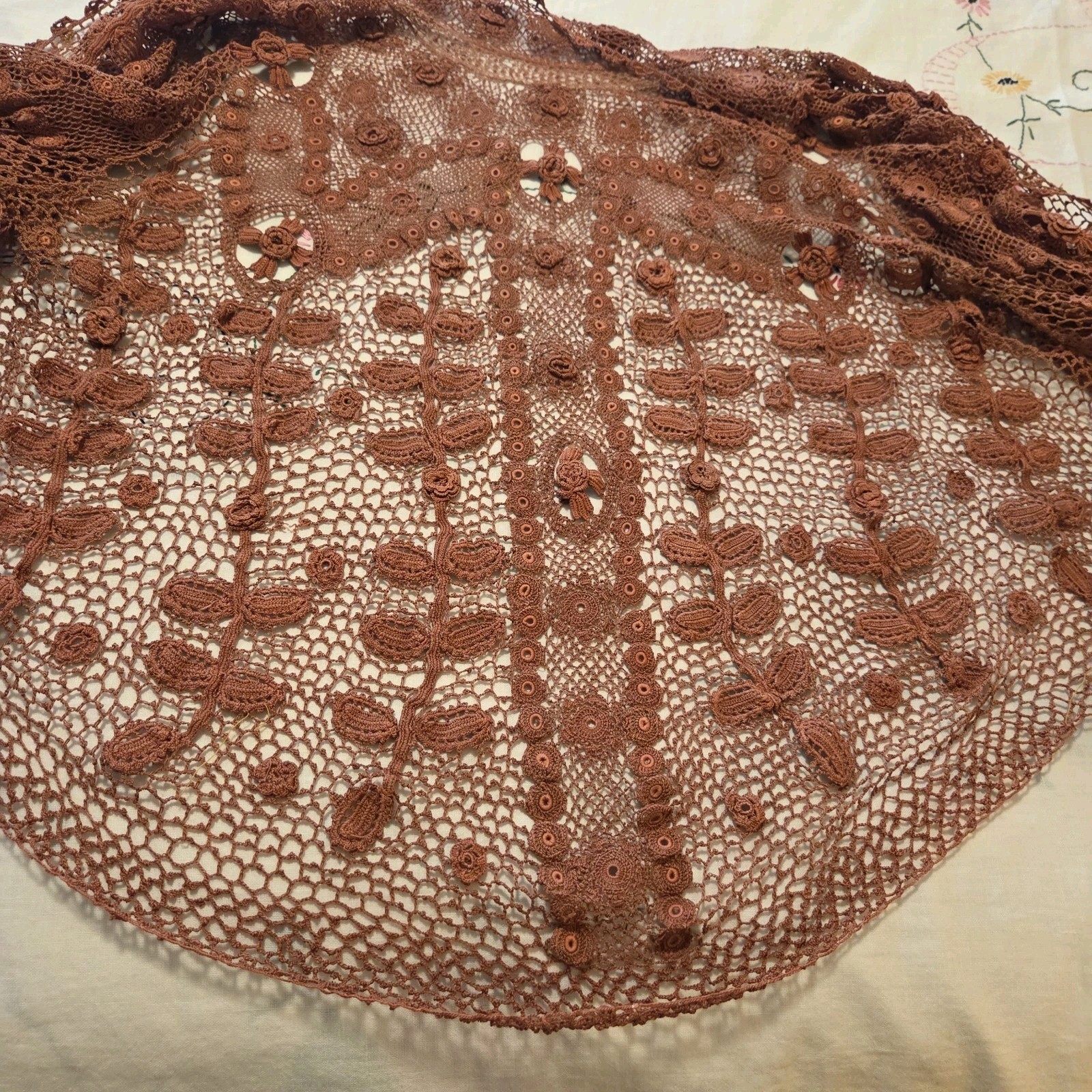 Victorian Irish Crochet Lace Top Blouse Mock Neck Edwardian Steampunk Size SM