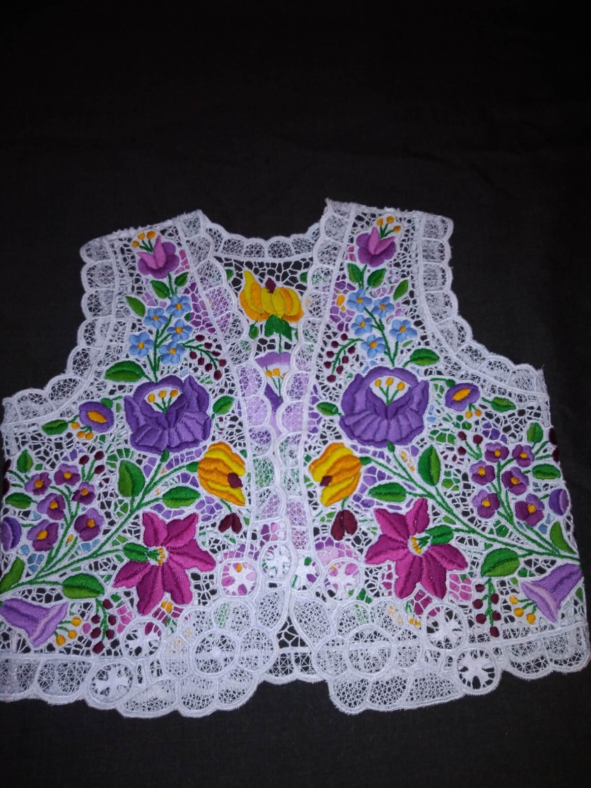 Rare Vintage Hungarian Kalocsa Floral Vest Traditional Folk Art New