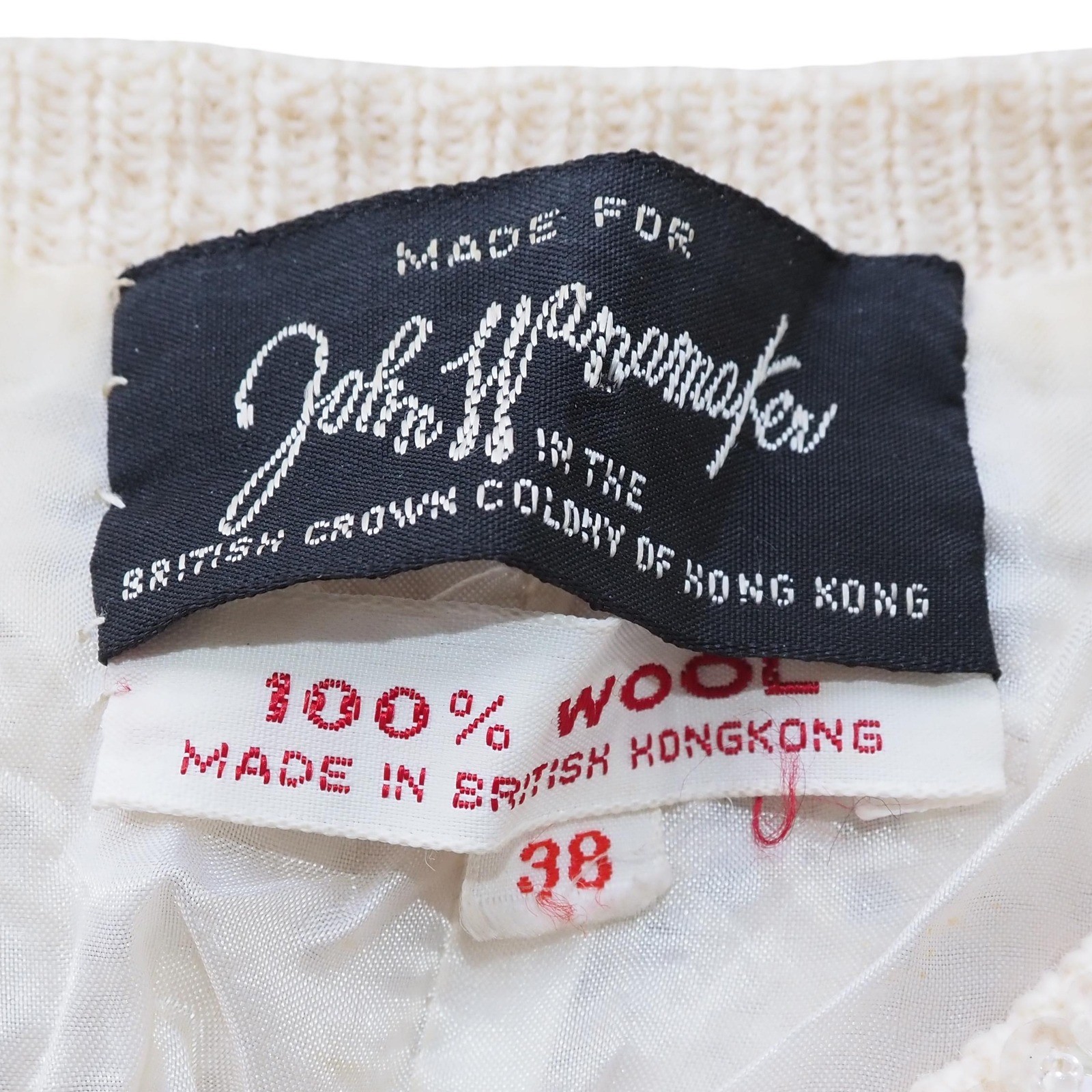 John Wanamaker Vintage Beaded Sequin Cardigan Women’s 38 Ivory Wool Open Front