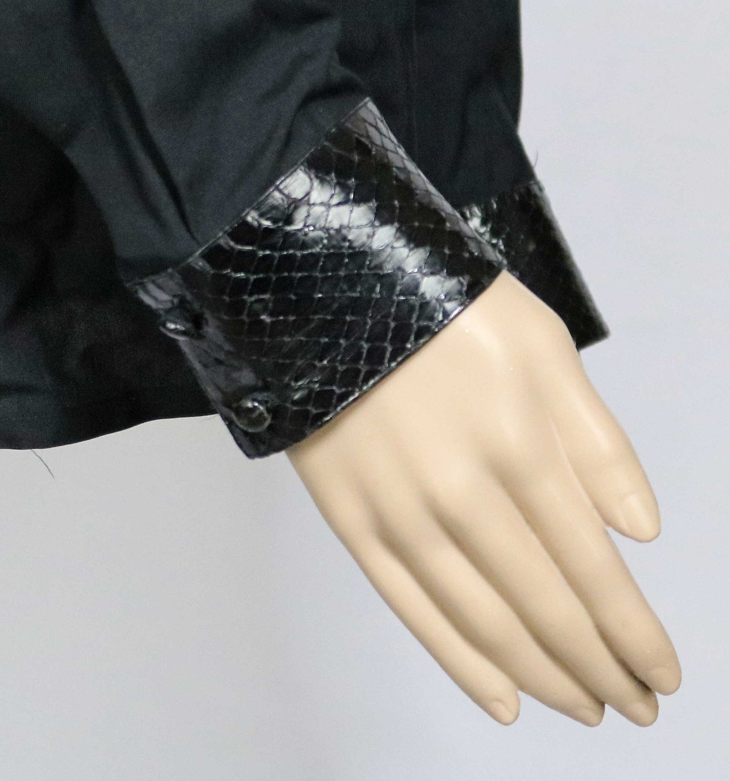 80s Vintage Shirt Blouse Top Black Silk Wool Real Snakeskin Francesca Damon M/L