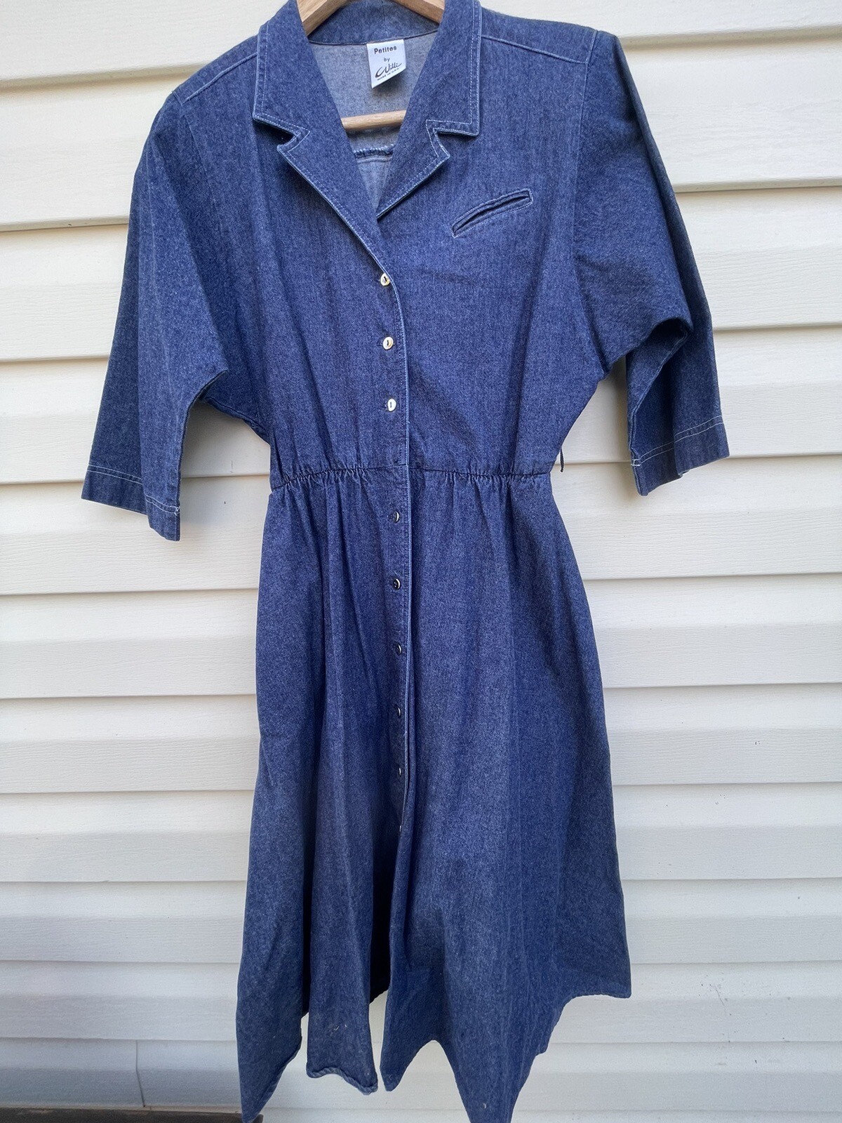 Vintage Full Denim Dress Petites By Willi Size Sm? Button