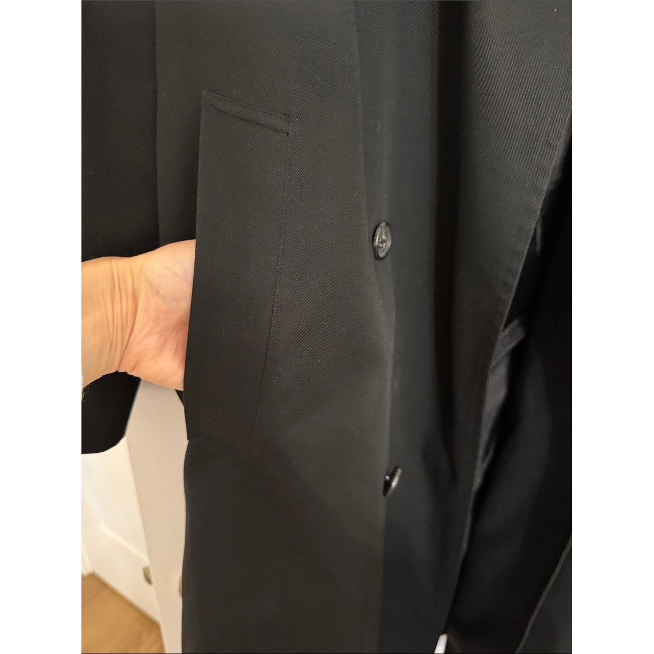 Vintage Black Double Breasted Belted Trench Coat Women’s Classic Long Coat