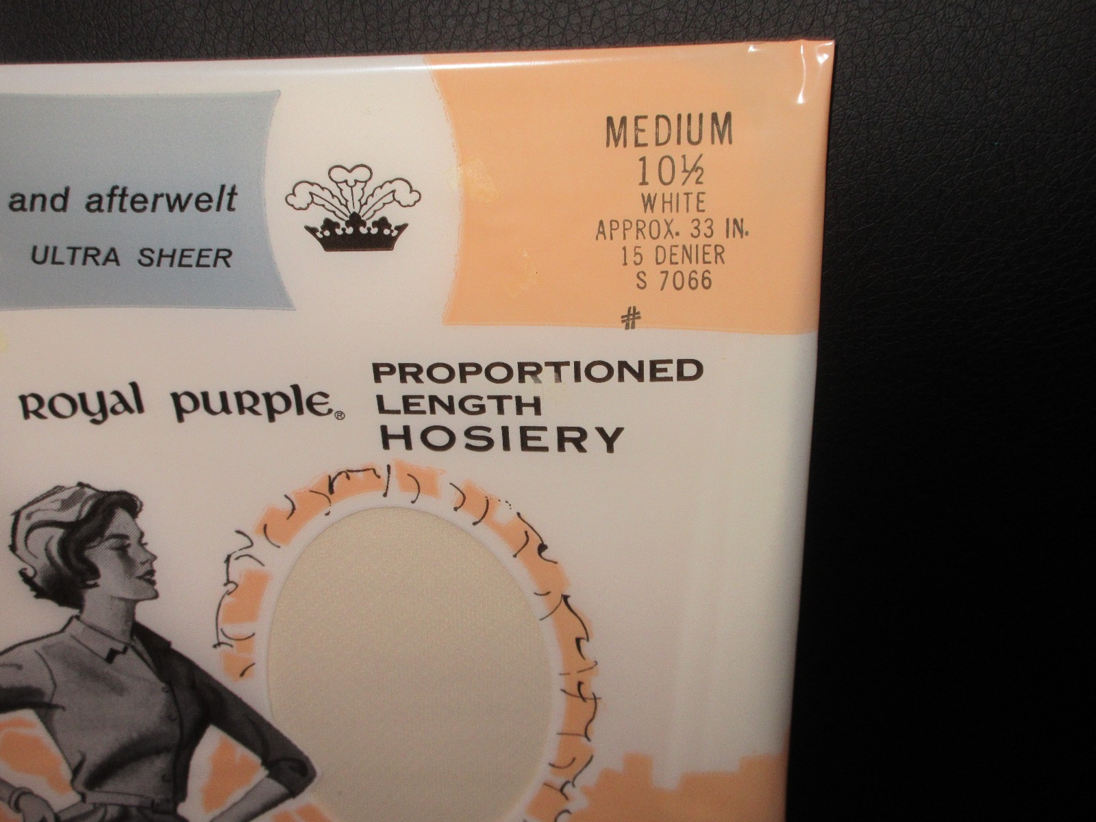 Vintage Sears Royal Purple Hosiery Nylons Size Sears 10.5 Medium WhiteSTOCKINGS