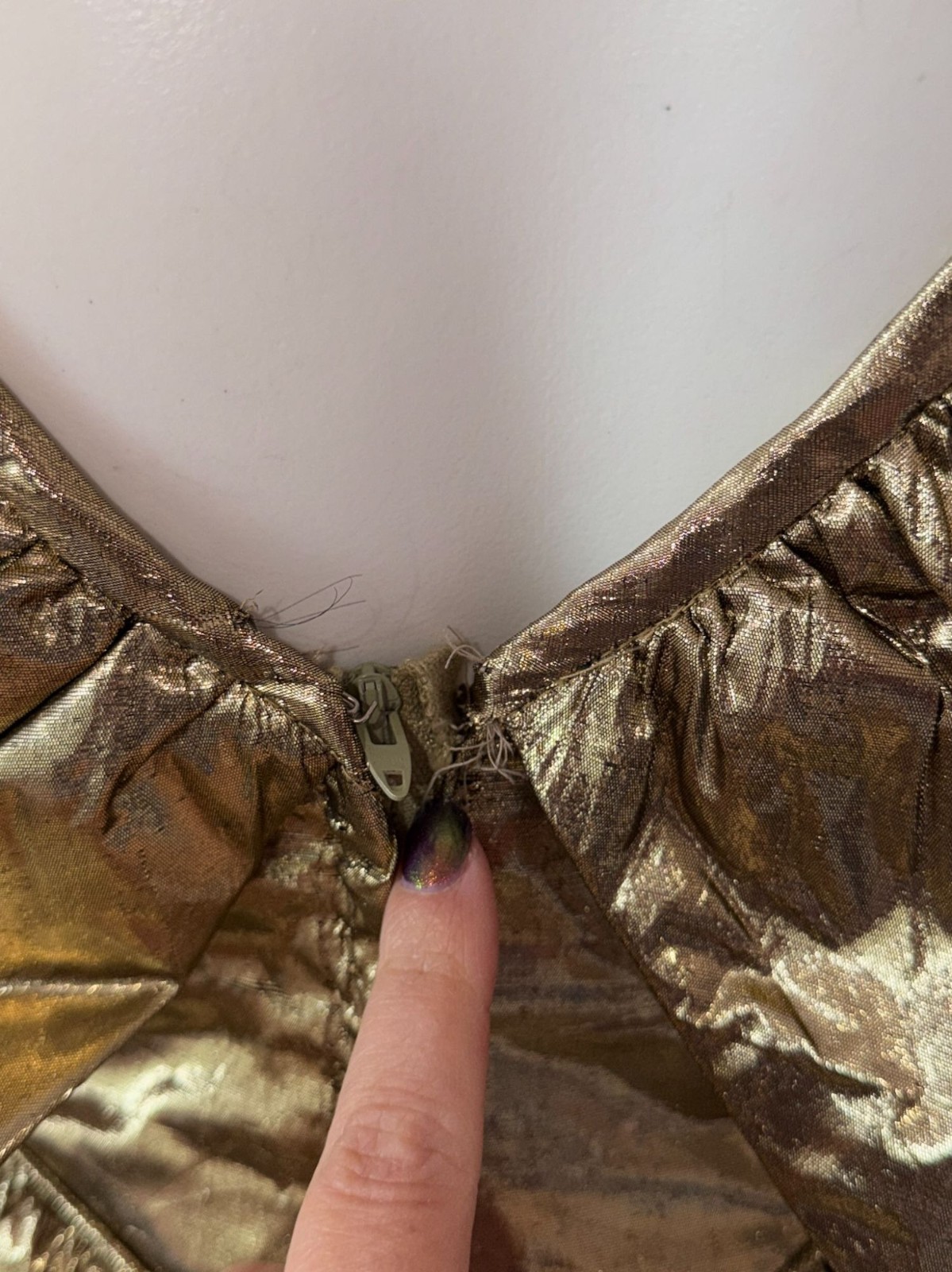 Vintage 80s Gold Lame Prom Dress S M Puff Sleeve Metallic Liquid Gold Ball Gown
