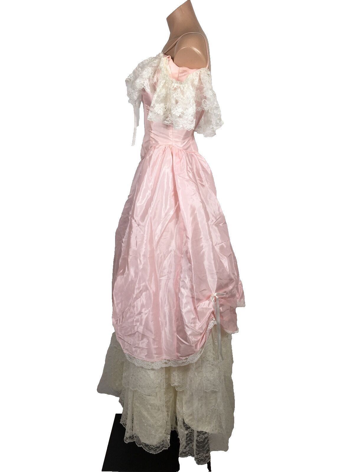 VTG FLIRTATIONS Gown Alfred Angelo Victorian Full Skirt Puffy Lace UNION XS/S