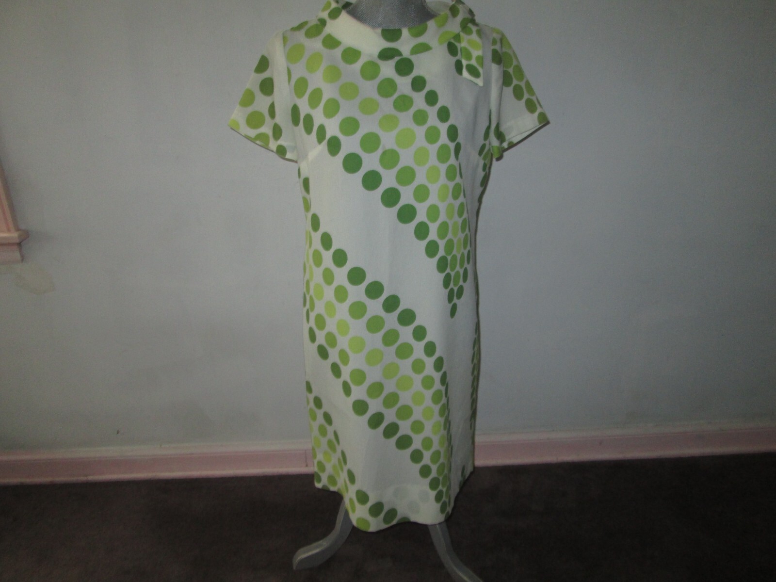Vintage PURITAN FOREVER YOUNG Green Polka Dot Short Sleeve Dress