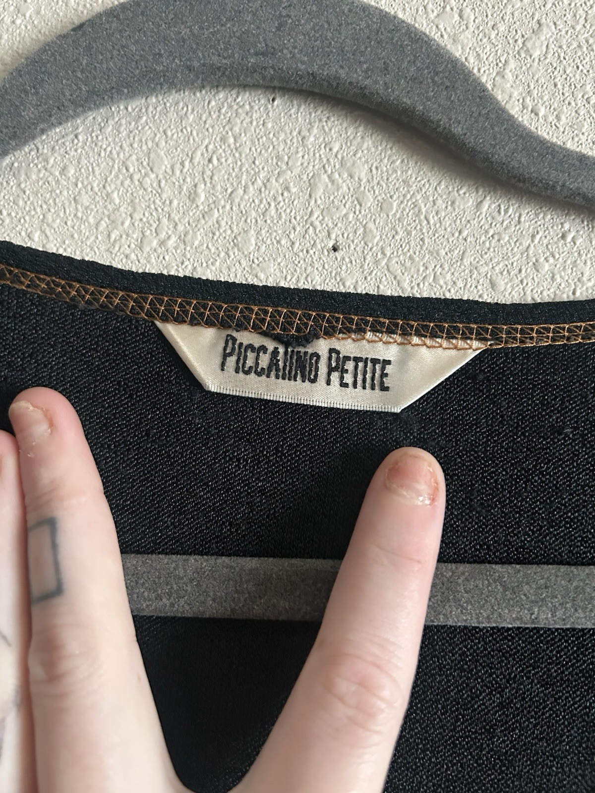 Vintage Nina Piccalino Petites Black Cropped Cardigan with Brown Contrast Stitch