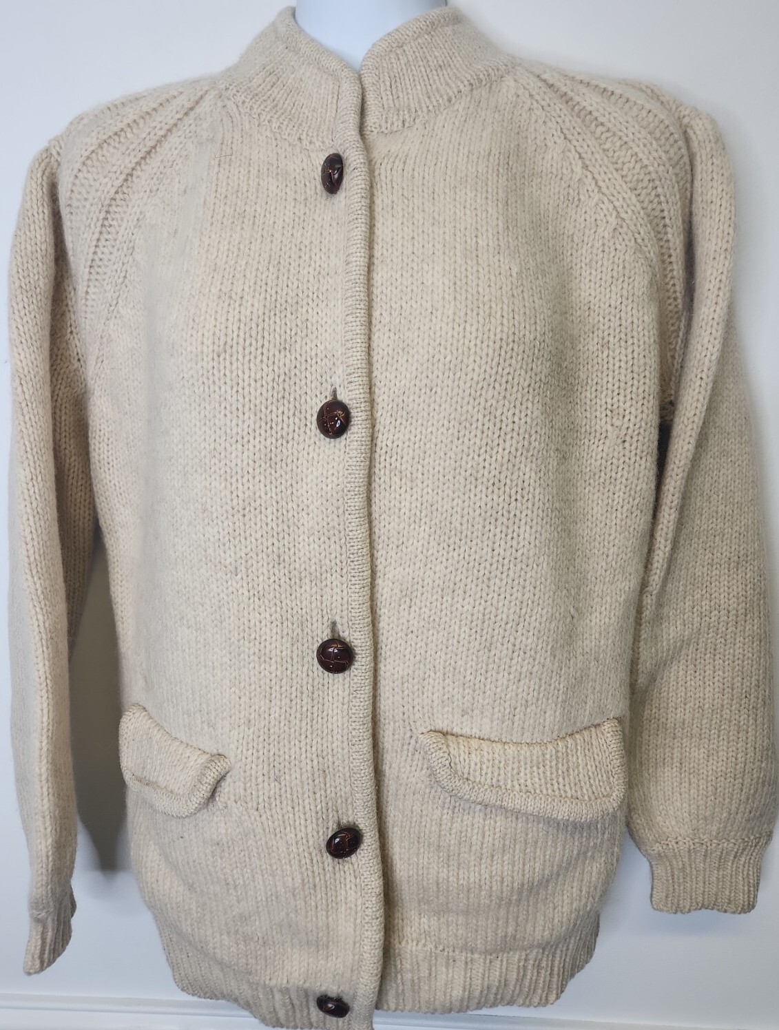 VTG PGS Peter G’s General Store Ivory Wool Knit Button Sweater Jacket Women M