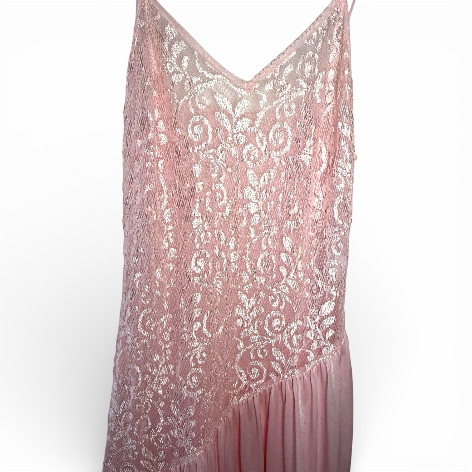 Vintage Pink Lace Slip Size Small Nightgown Lingerie Lace Ethereal Fairy Whimsi