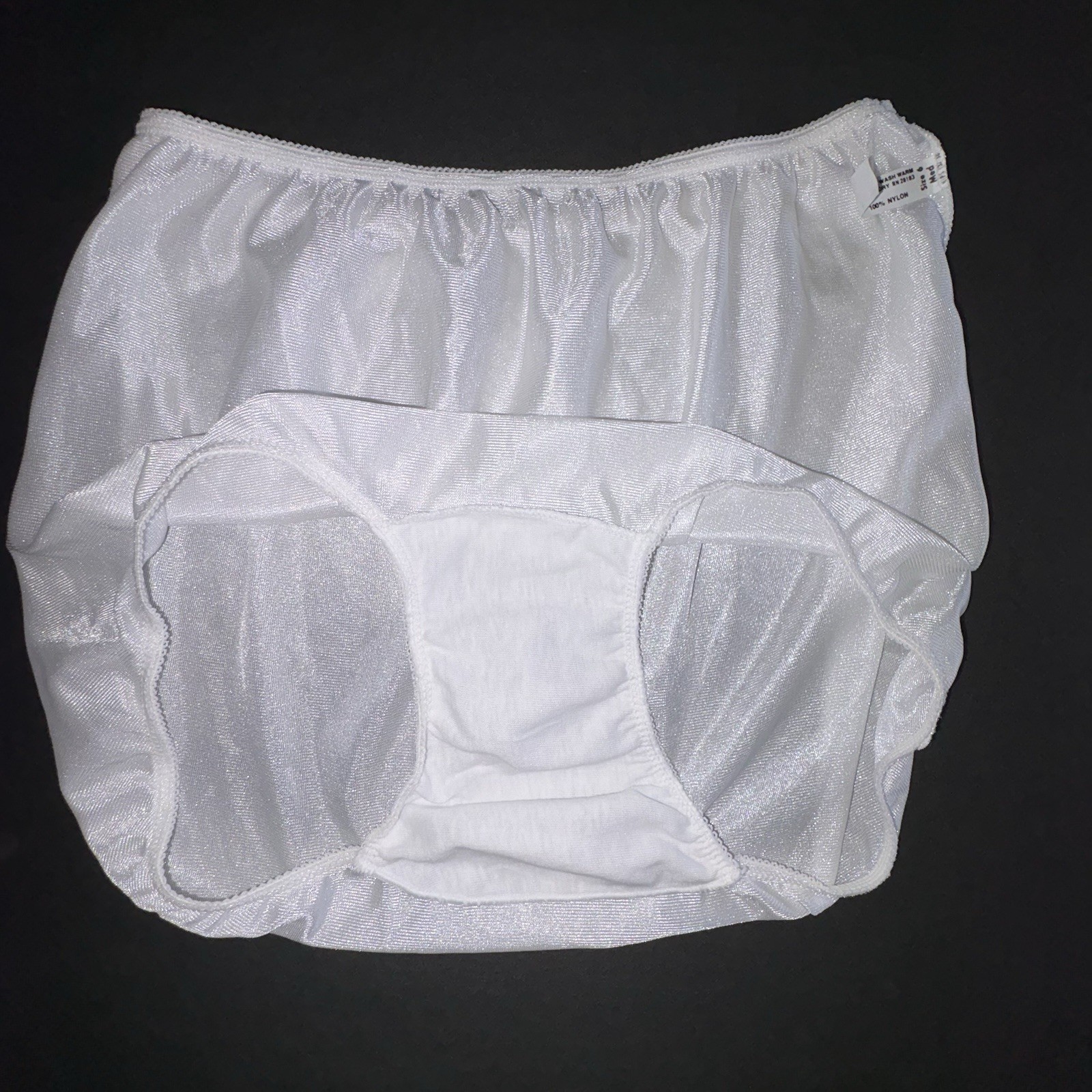 Vintage Sears White Nylon Granny Panties Briefs Size 6 Medium Cotton Gusset