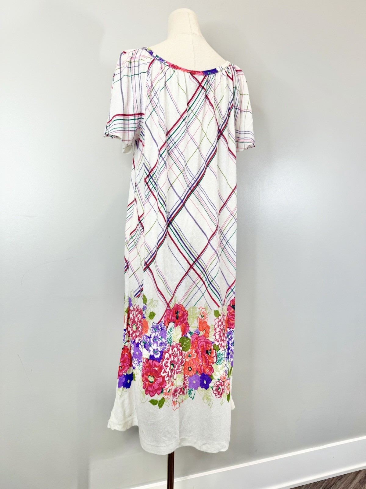 Vintage 1970s Terrycloth Dress Flower Power 70s Retro Rainbow Beach Vacay Towel