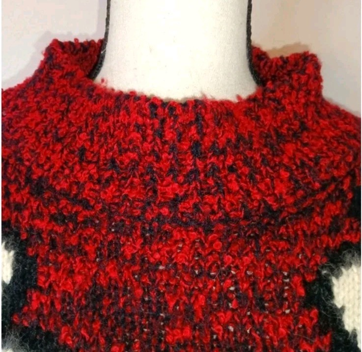 Vintage 80s Spice of Life Red Fuzzy Chunky Long Sleeve Knitted Sweater Size L