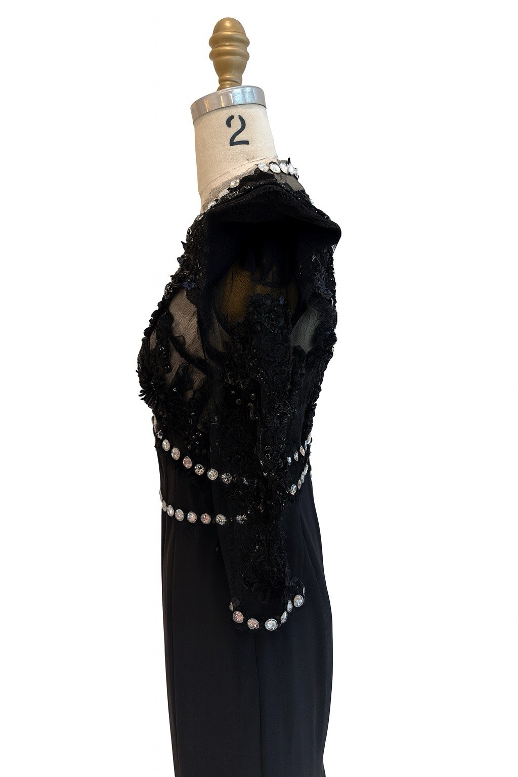 Dolce & Gabbana FW 2010 Runway Black Evening Gown w/ Crystal Trim IT 38