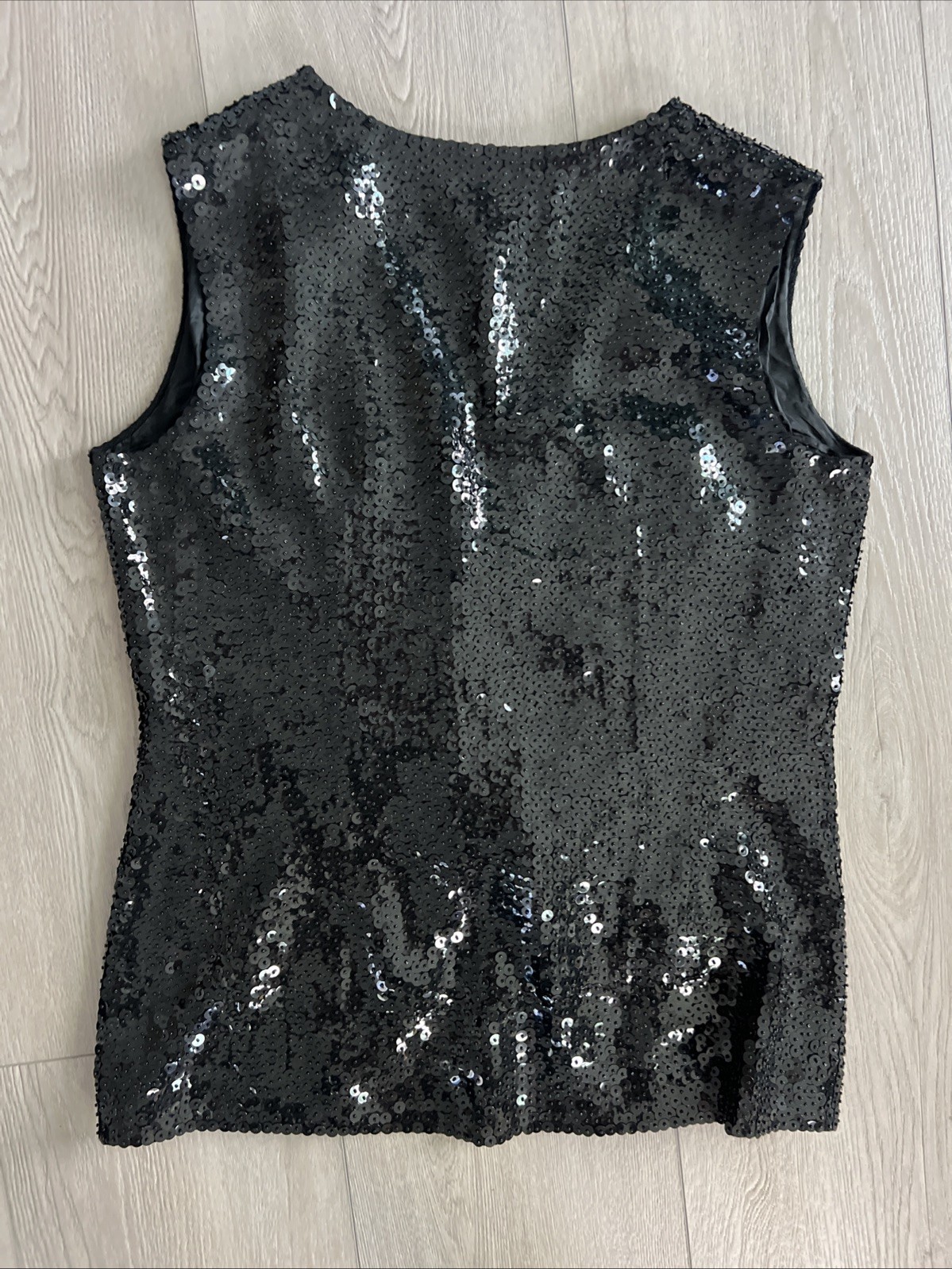 Vtg 60s Valentina Ltd Wool Black Sequin Top Vest Mod Hong Kong Old Hollywood M