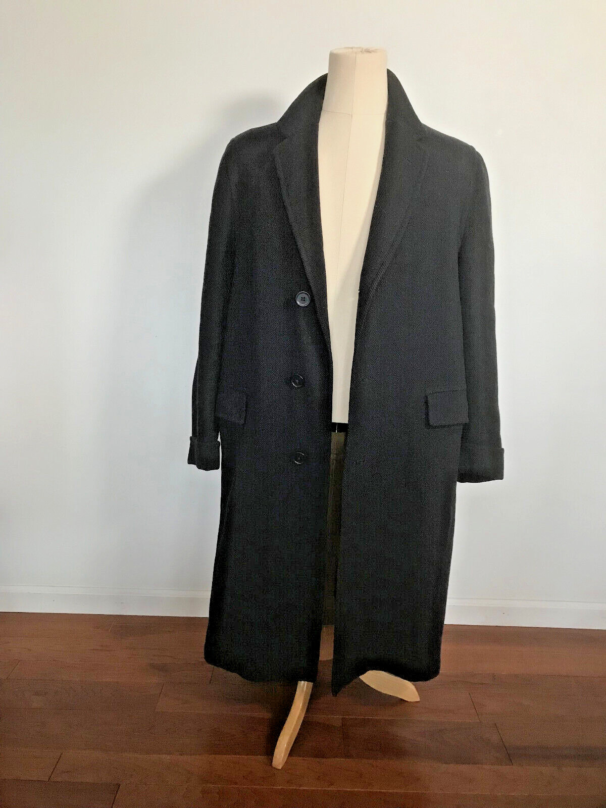 Mens  44 XL Dark Blue Harris Tweed  overcoat by Jaeger  Britain