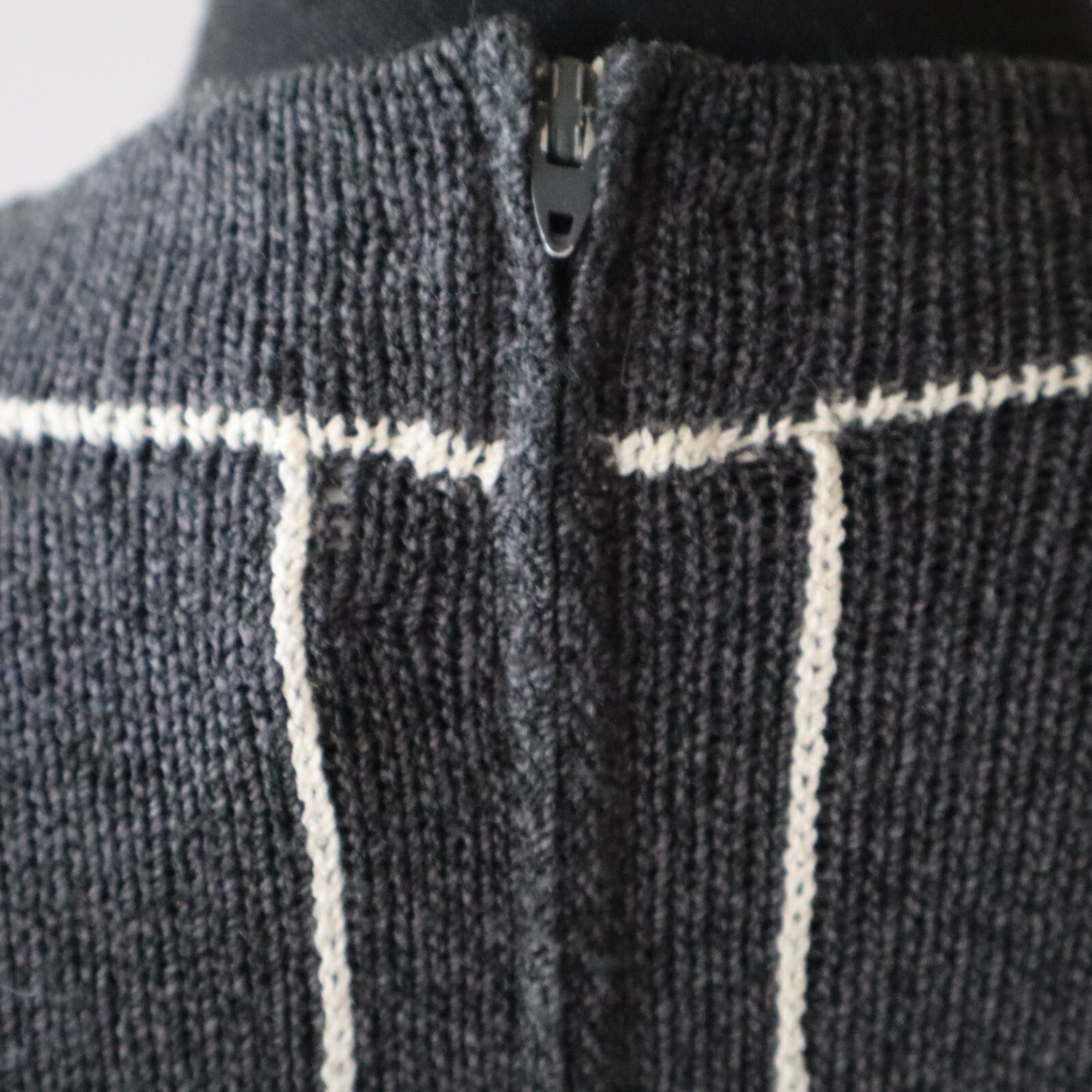 Vtg Don Sayres Wellmore Wool Knit Dress Navy Blue Pinstripe Long Sleeve Sz 10
