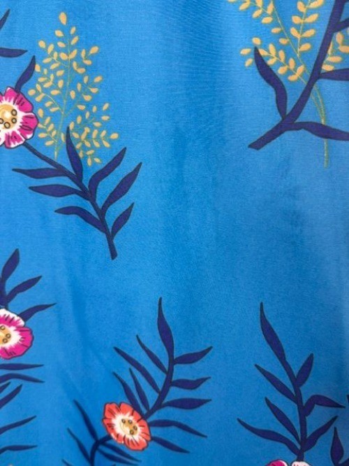 Vintage Elaine Skylar Blue Floral Long Caftan Lounger Half Zip Robe Mumu Dress L