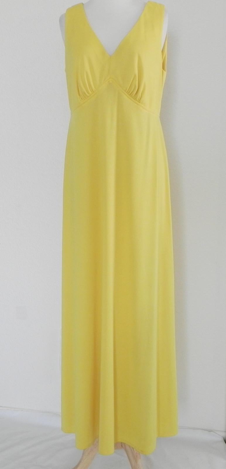 Vtg Lane Bryant 2 PC Long Sleeve Tunic /Maxi Dress Chiffon/Jersey Yellow Size 10