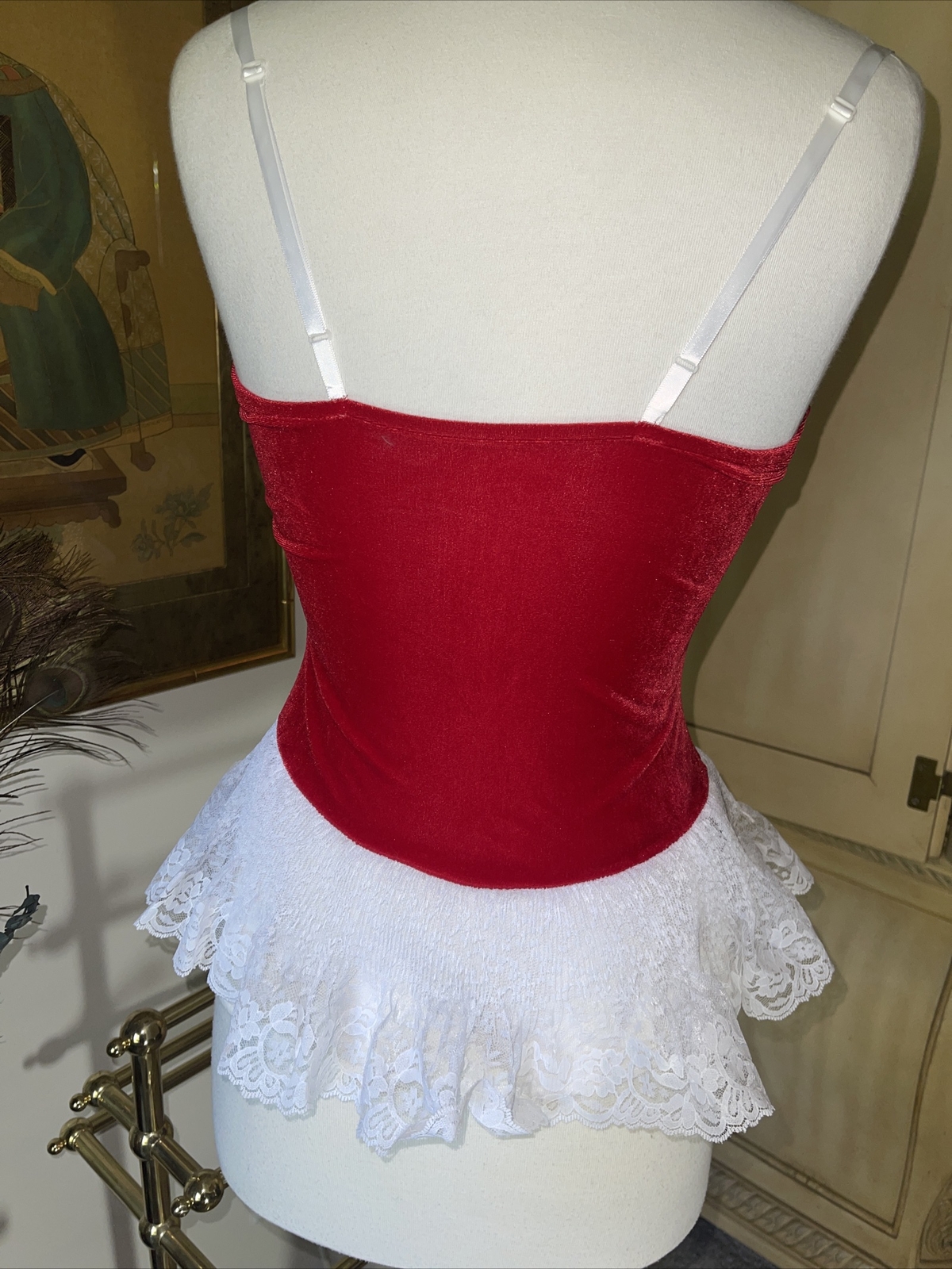 Diva FARIS Bustier NIGHTGOWN Lingerie Dress LACE M L RED babydoll SEXY 90’s Rare
