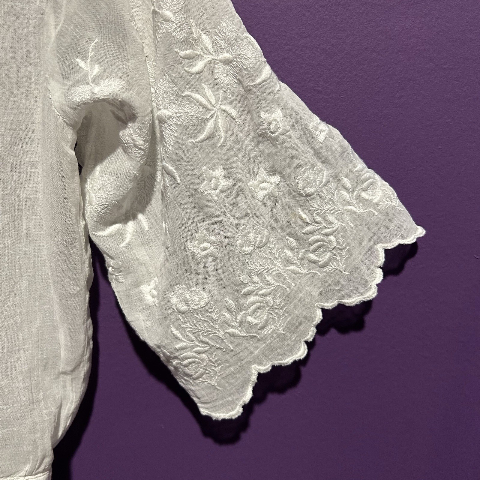 Antique Edwardian 1900s White Cotton Lawn Blouse Shirtwaist Embroidered Crochet