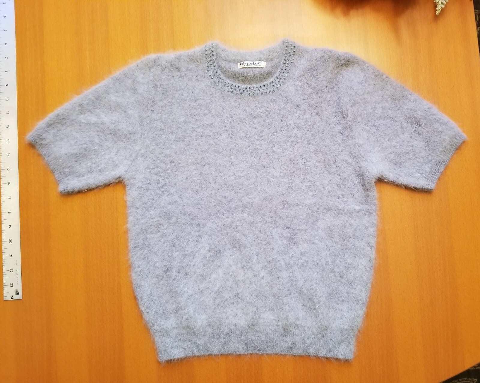 Big Star Angora Round Neck Sweater Vintage Beading Size Small